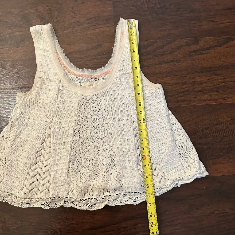 Meadow Rue  cream knit semi-sheer tank top size S - Image 10