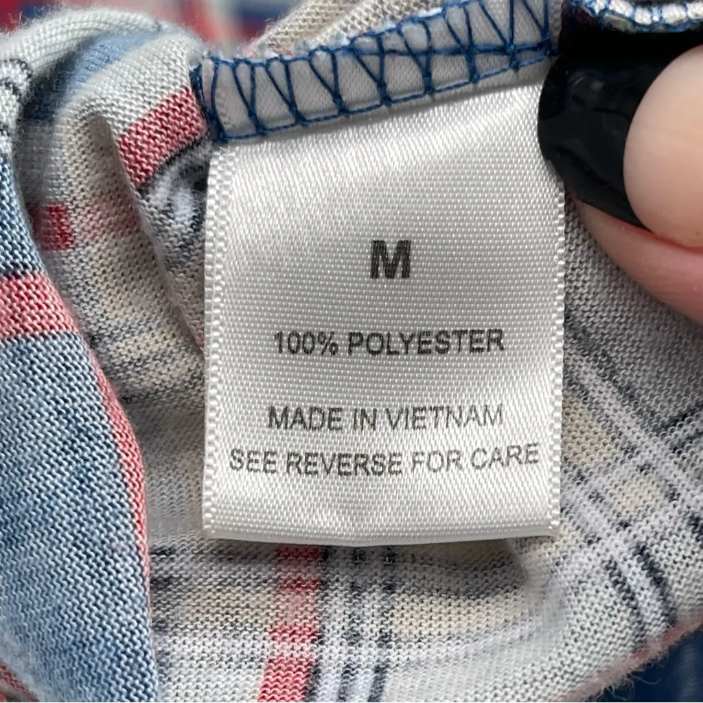 RNB Long Sleeve Button Down Women Medium Chest Pocket Sleeve Roll Tabs Plaid Blue - Image 11