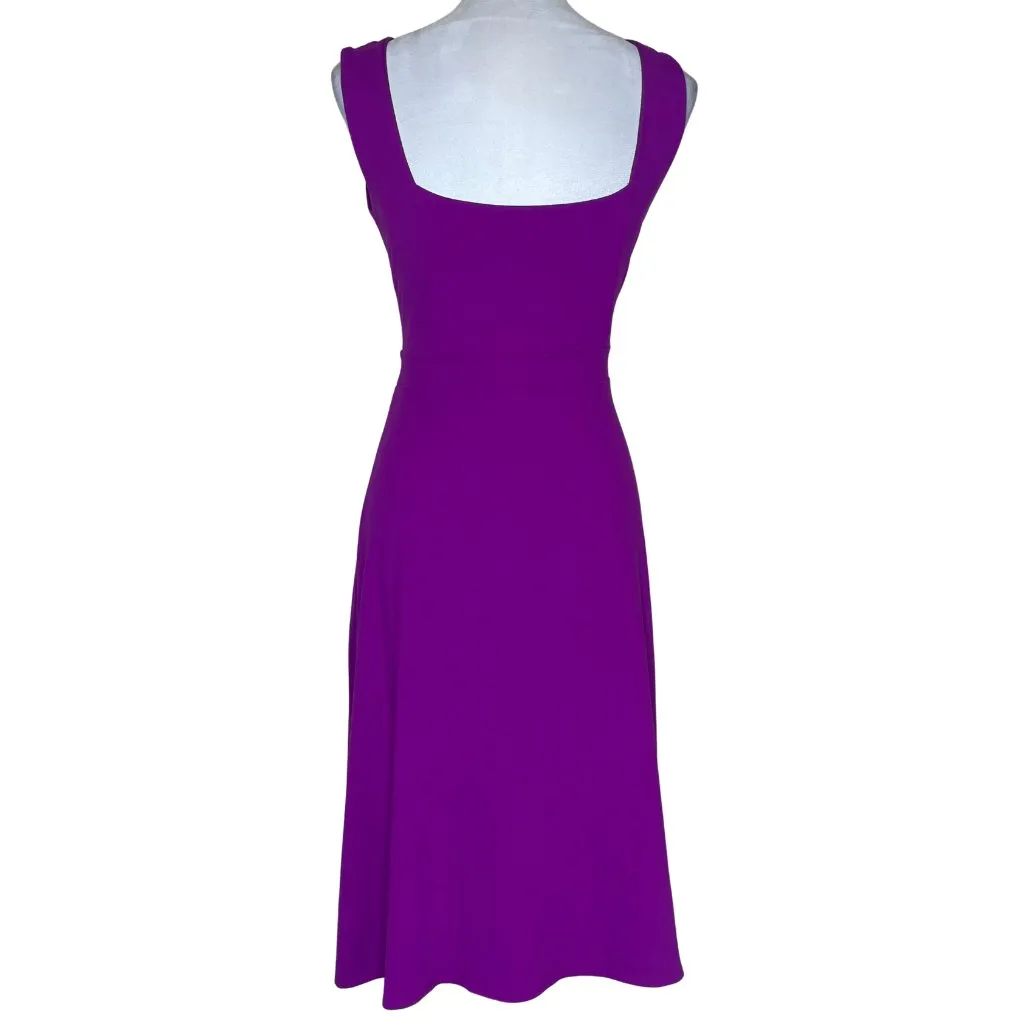 Susana Monaco Purple Asymmetrical Pleated Sleeveless Low Back Midi Dress Sz L - Image 3