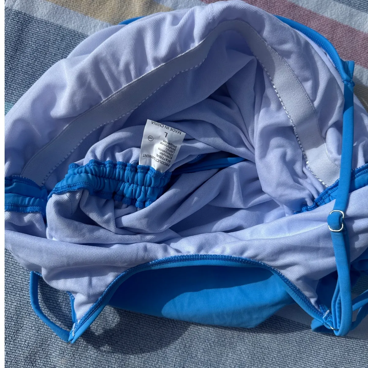 Aqua One Piece Swimsuit Size L NWOT Adjustable Straps Ruched Sides Lined Blue Size L - Image 5