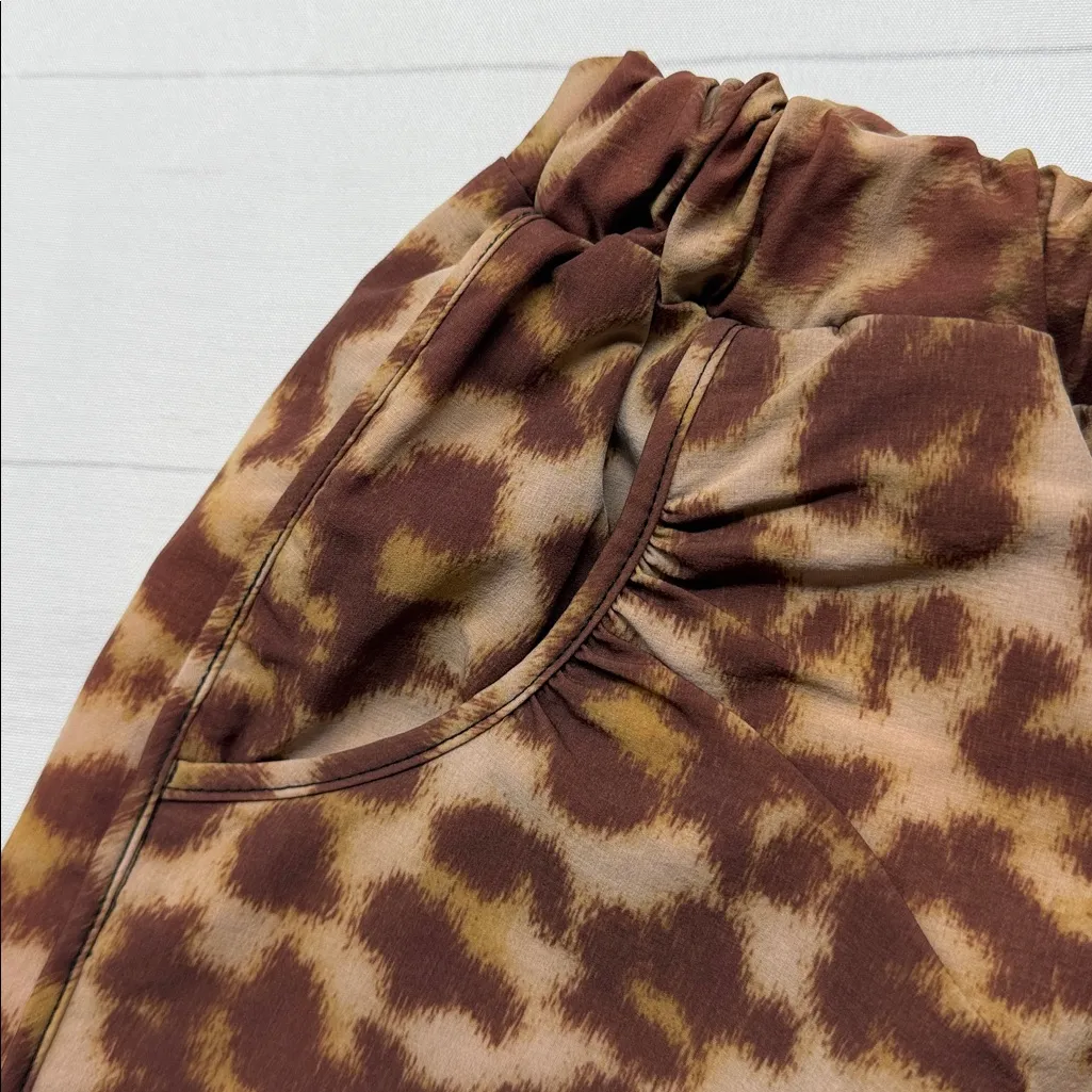 The Upside Sport Leopard Print Women's Running Athletic Activerwear Shorts Brown Size 6 - Image 3