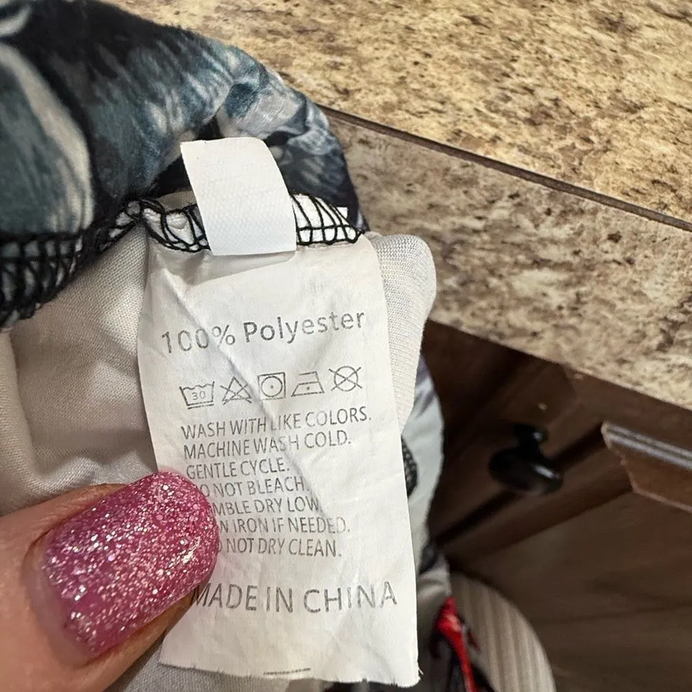 Floral Skeleton Leggings Size 4X Red - Image 5