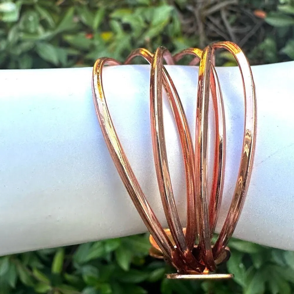 Rose gold tone twisted open cuff bracelet - Image 2