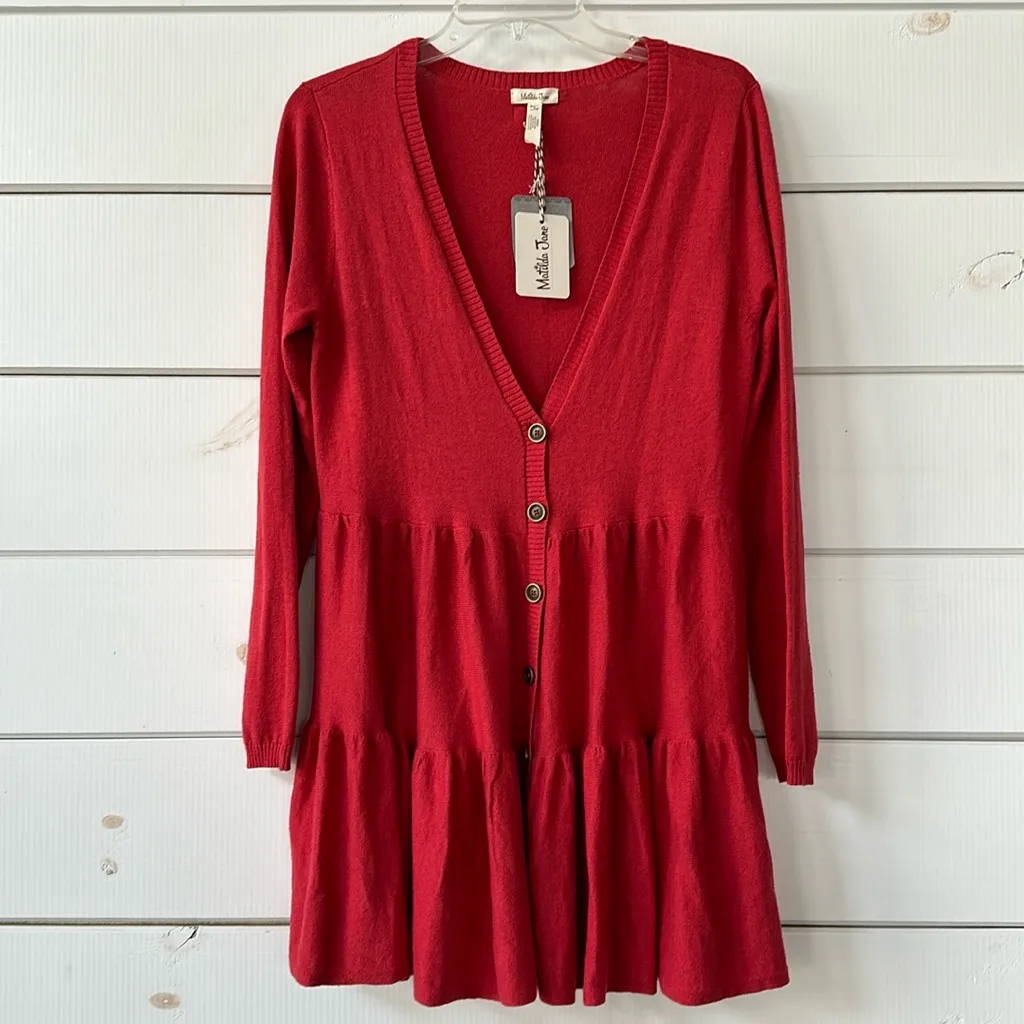 Matilda Jane Brilliant Daydream Love Me Tender Cardigan Sweater Red Small NEW - Image 3