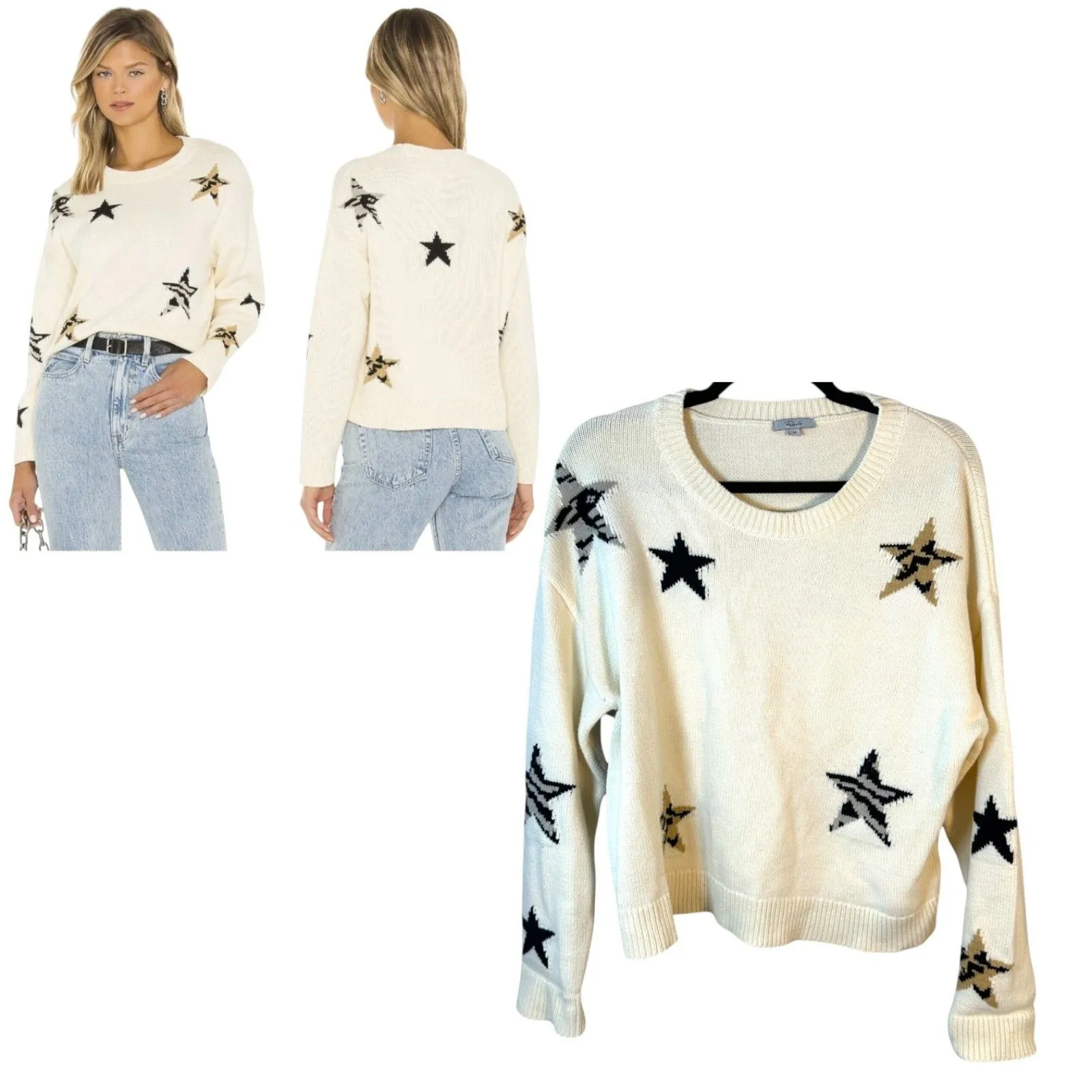 Rails Perci Neutral Animal Star Sweater Women's Size Medium - Image 2