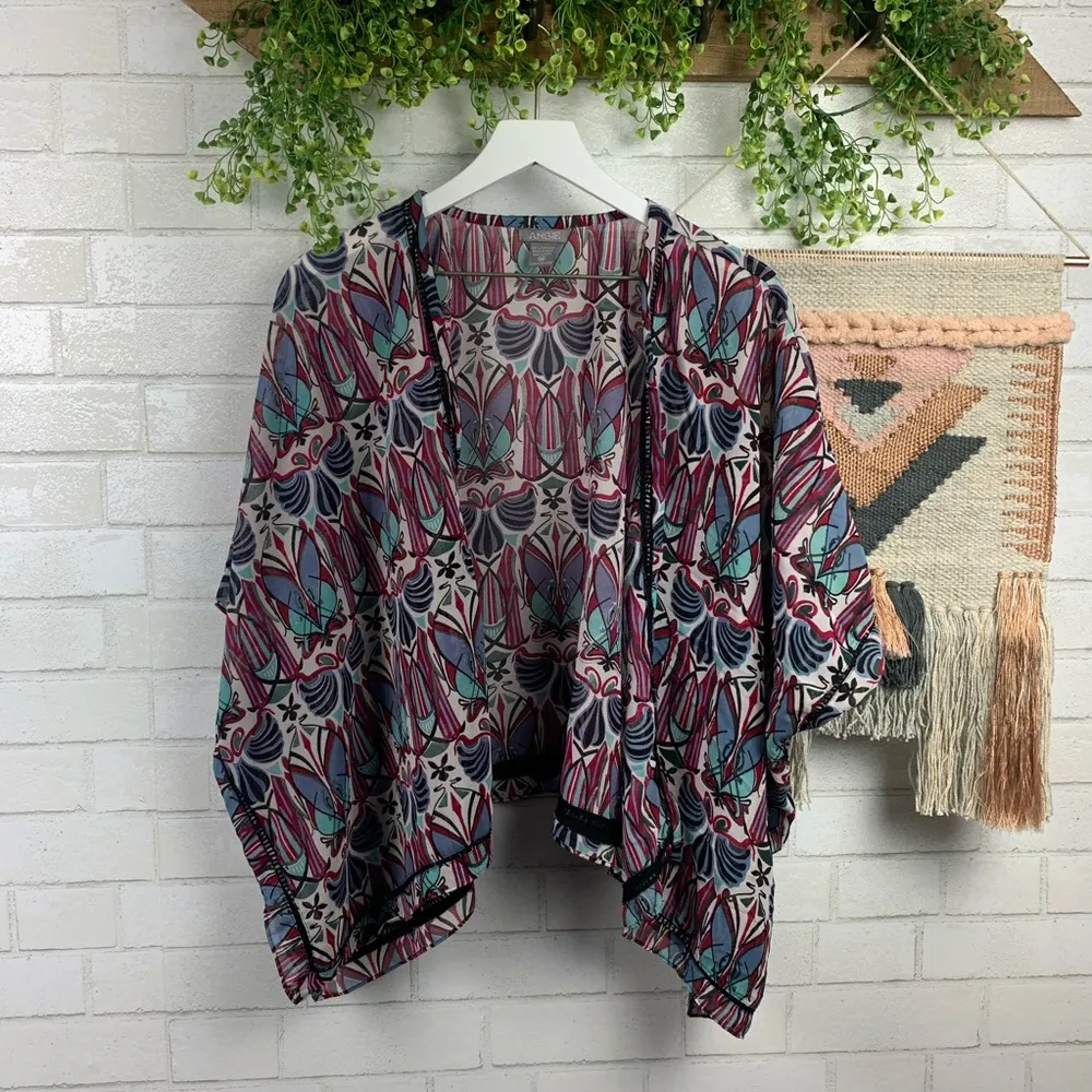 Angie Boho Tribal Kimono SZ M - Image 2