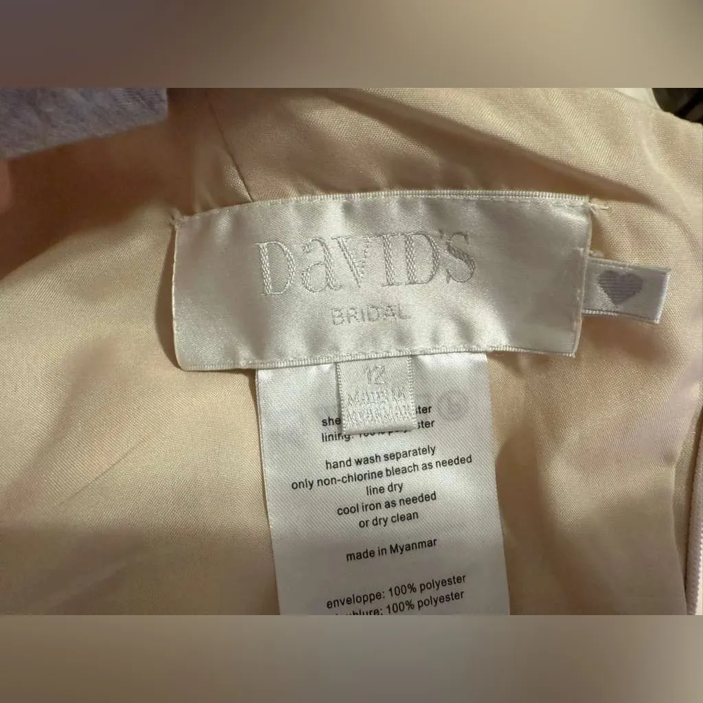 David's Bridal Cream Wedding Dress - Image 6