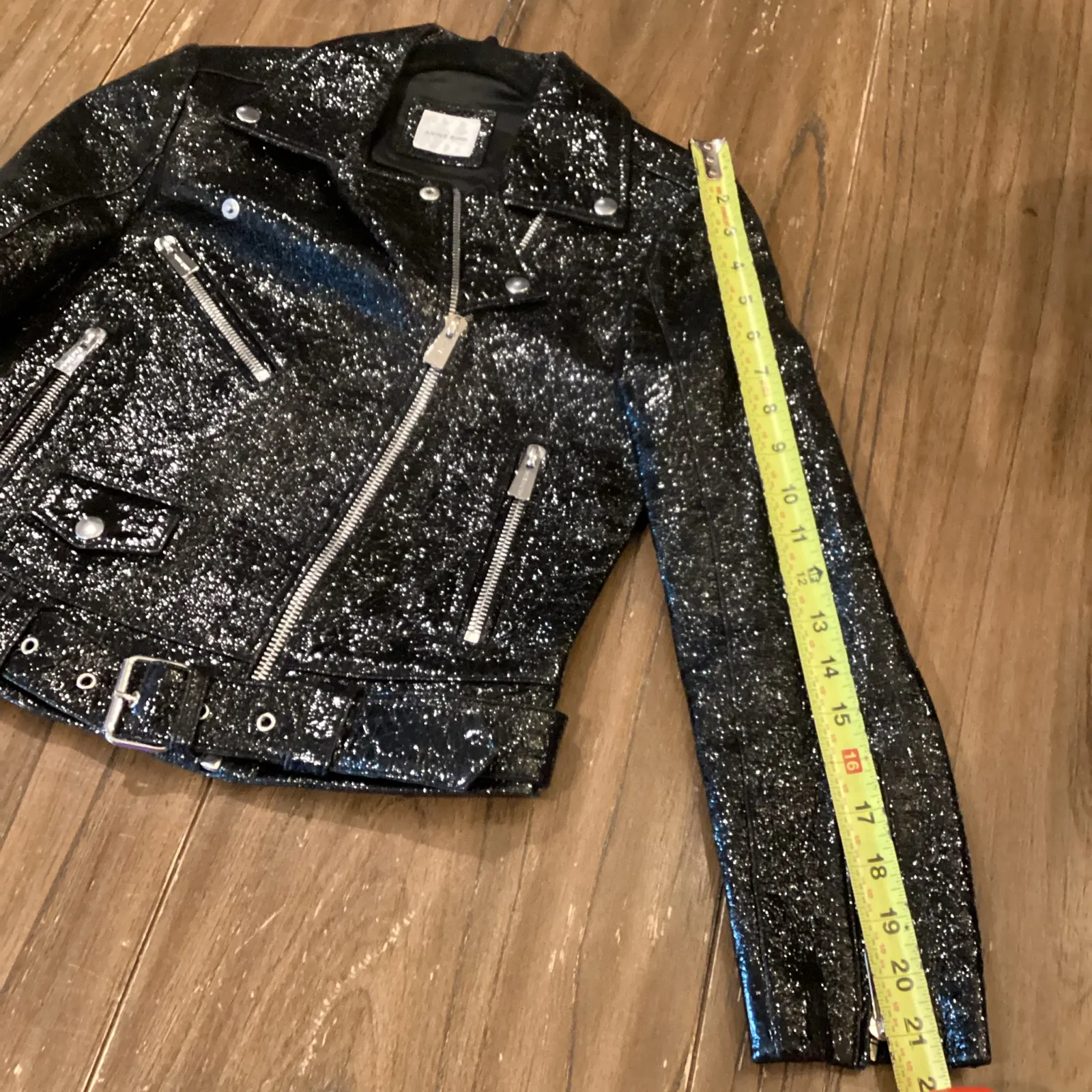 Anine Bing benjamin black patent lamb leather moto jacket XS - Image 4