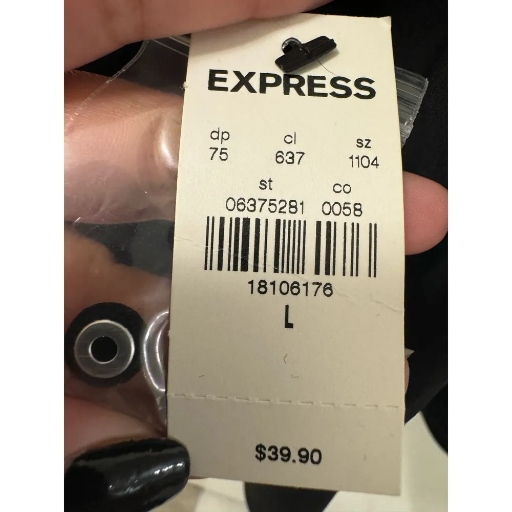 Express Black NWT Large Open Back High Neck Tank Drapy Flowy - Image 5