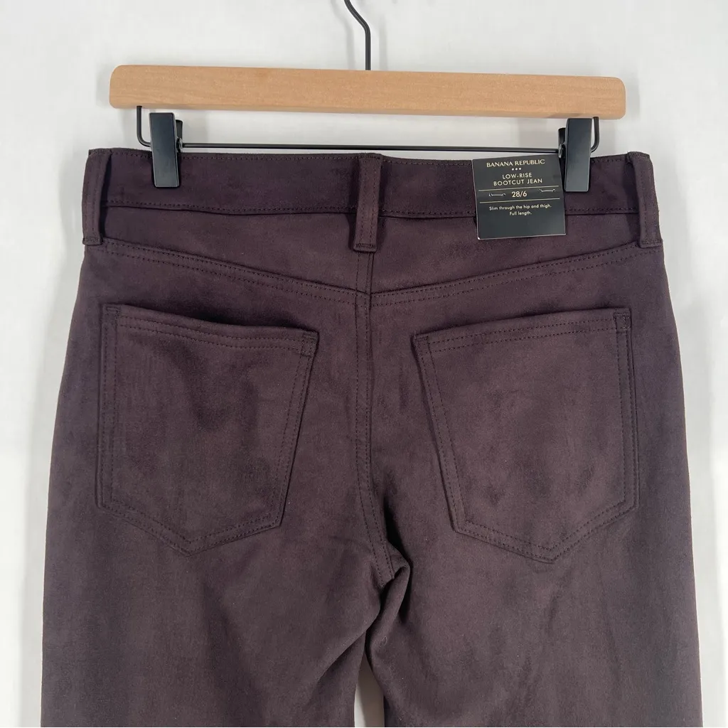 BANANA REPUBLIC Vegan Horse Hair Suede Low Rise Bootcut‎ Jean Pants Purple Brown - Image 7