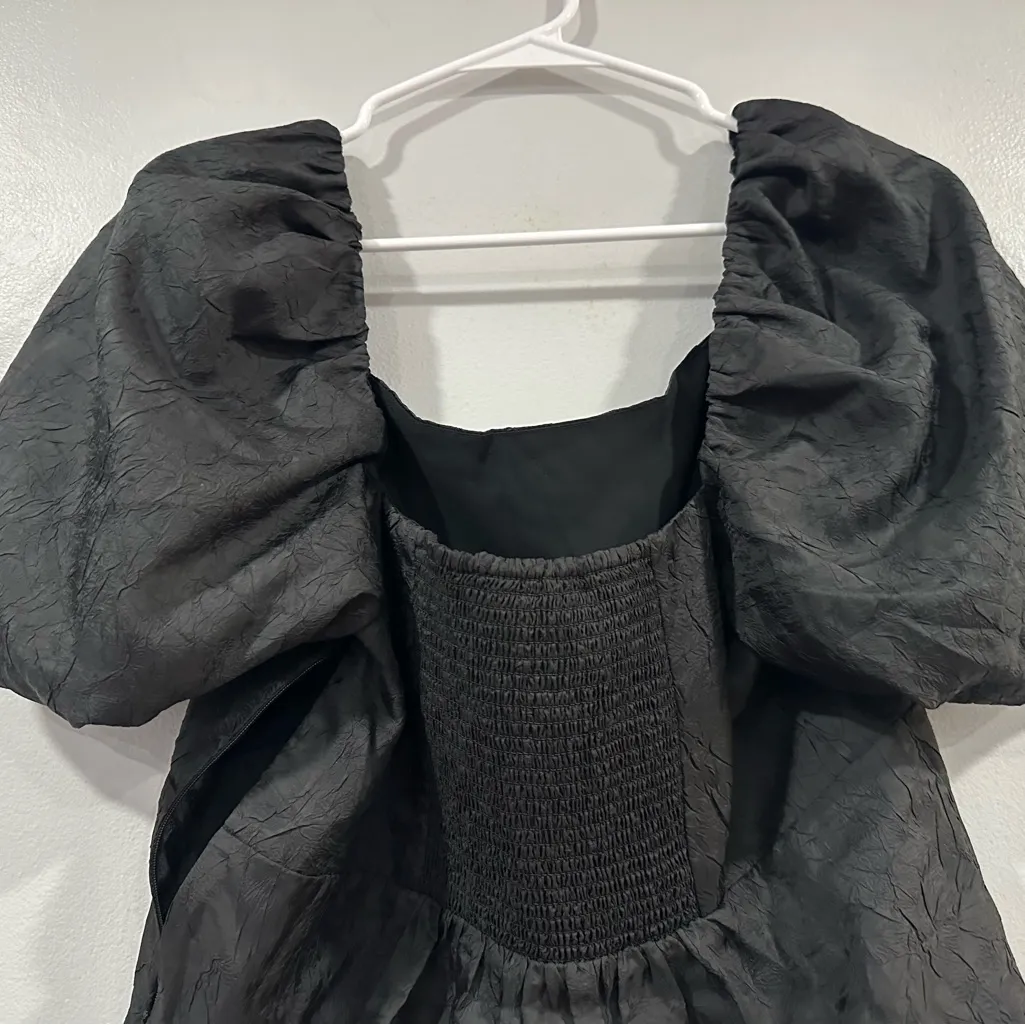 Hill House The Matilda Top Black Puff Sleeve Blouse Large L - Image 5