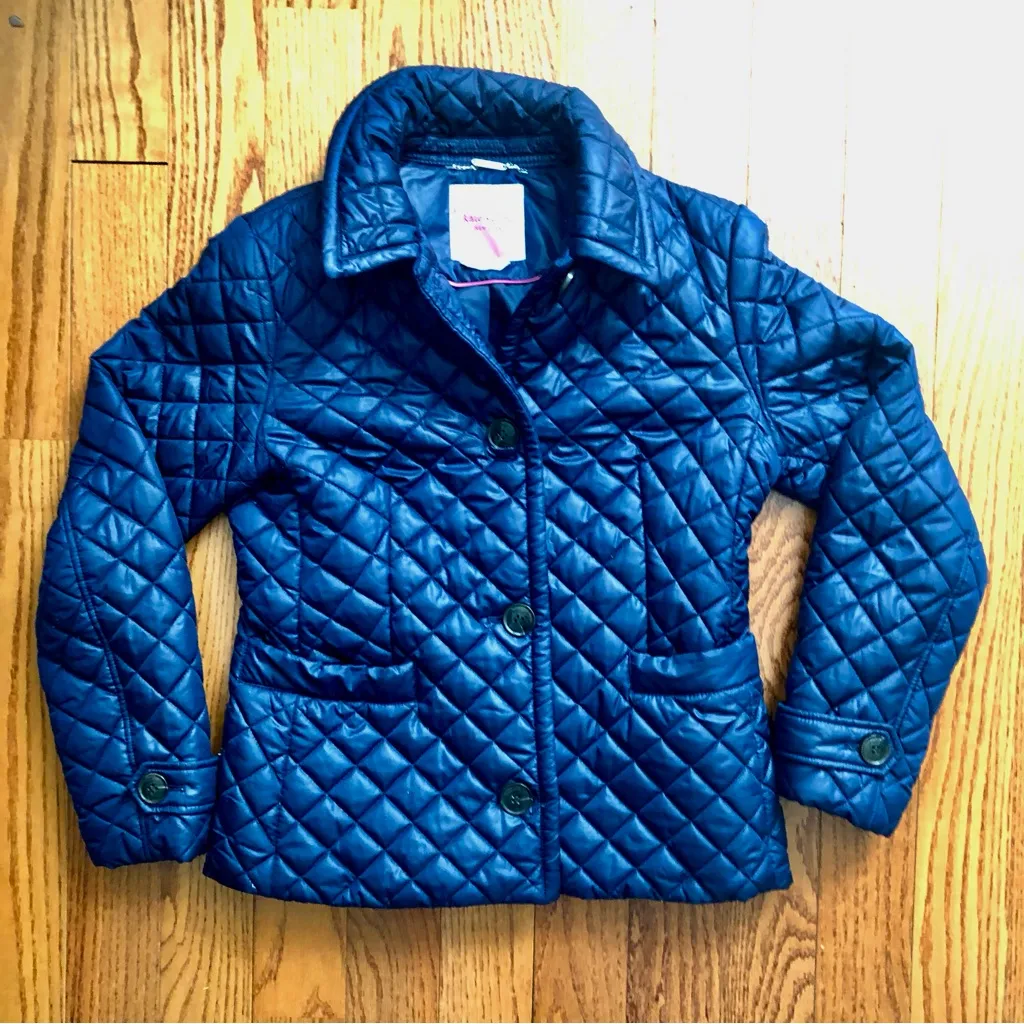 Kate Spade Quilted Puffer Mid-Length Pockets Deep Navy Jacket Women’s Size M - Image 9