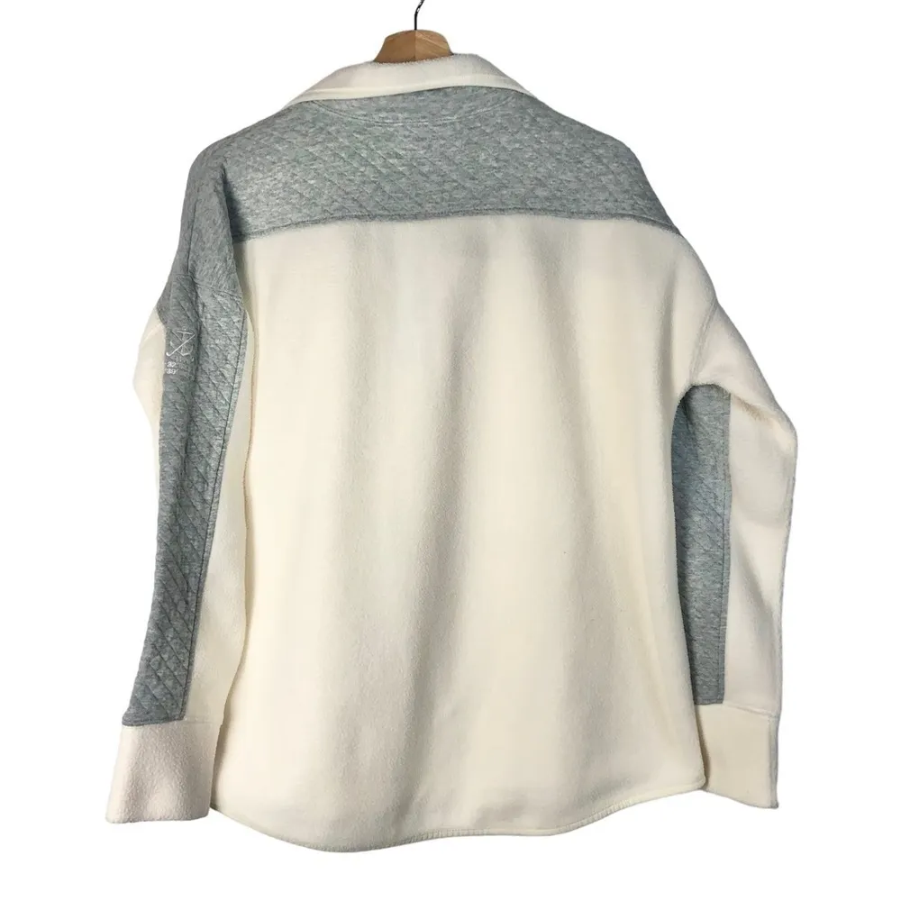 Vineyard Vines Mixed Media Cream & Gray Quarter Zip Pullover Sherpa L - Image 3