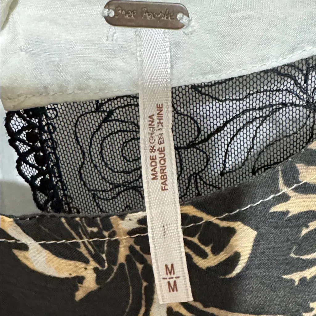 Free People Floral Batik Open Lace Back Black Gold High Low Dress - Image 2