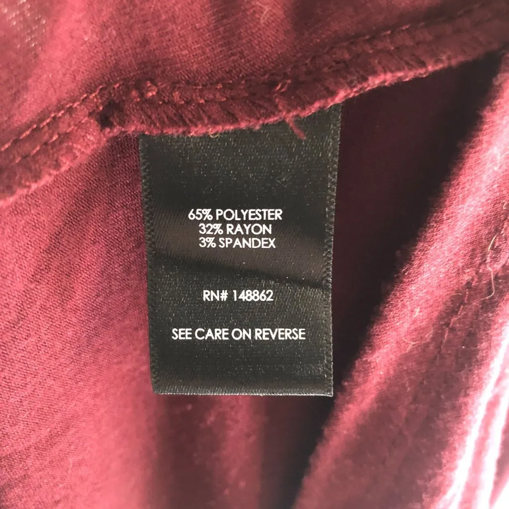 Torrid T Shirt Dress Ruched Long Sleeve V Neck Knit Stretch Burgundy 1X - Image 4