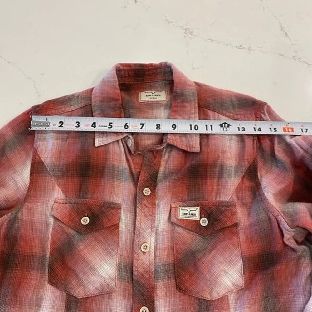 Kimes Ranch Women's Flannel Button Up Western Shirt Size‎ Medium Red - Image 9