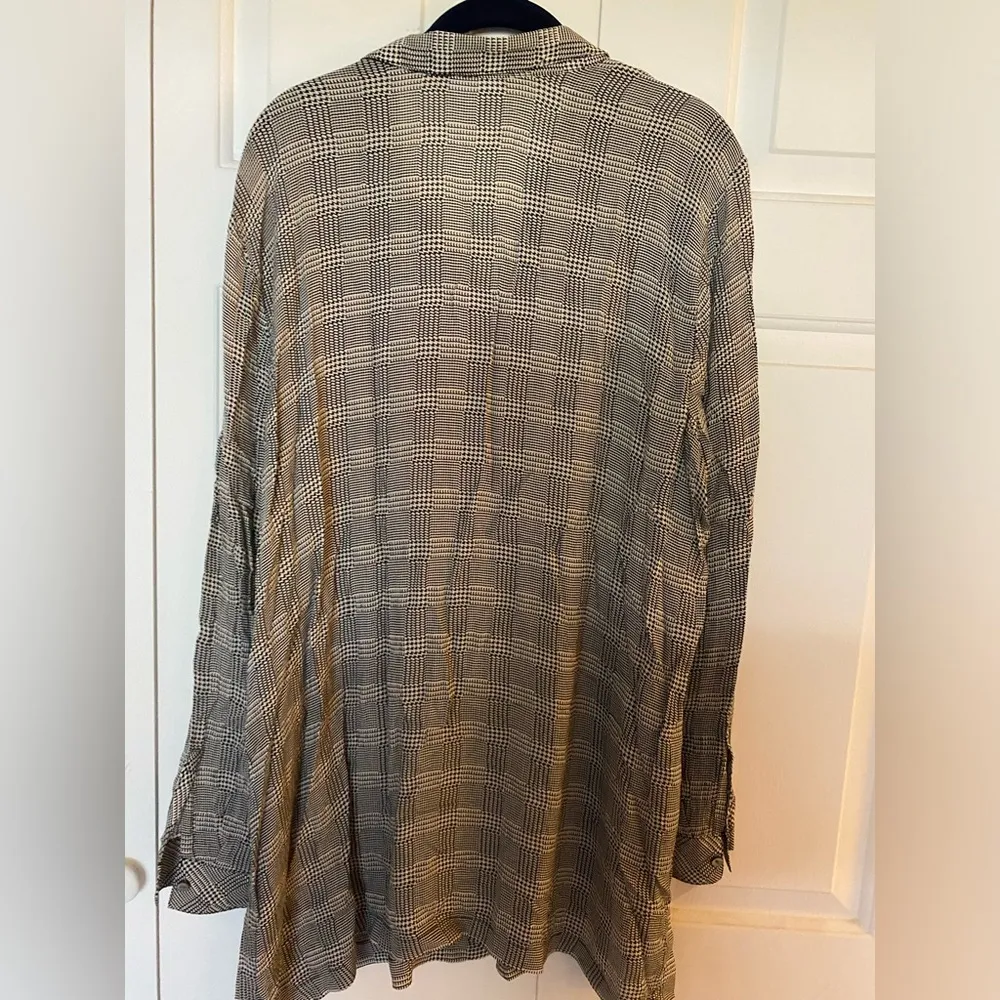 J. Jill Oversized Sheer Black and White Houndstooth Long Sleeve Blouse, Size XL - Image 8