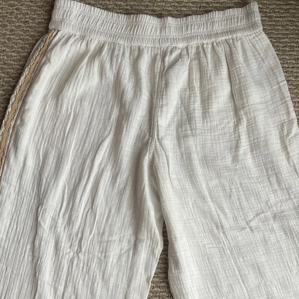 Aerie Cream Textured wide leg cotton Pants - Image 8