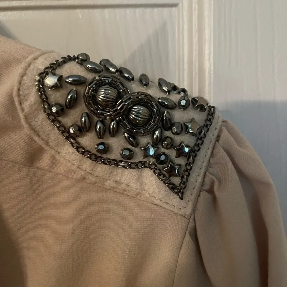 Unique Spectrum Button Down, 3/4 Sleeve Top with Beadwork Shoulder Details.​ - Image 4