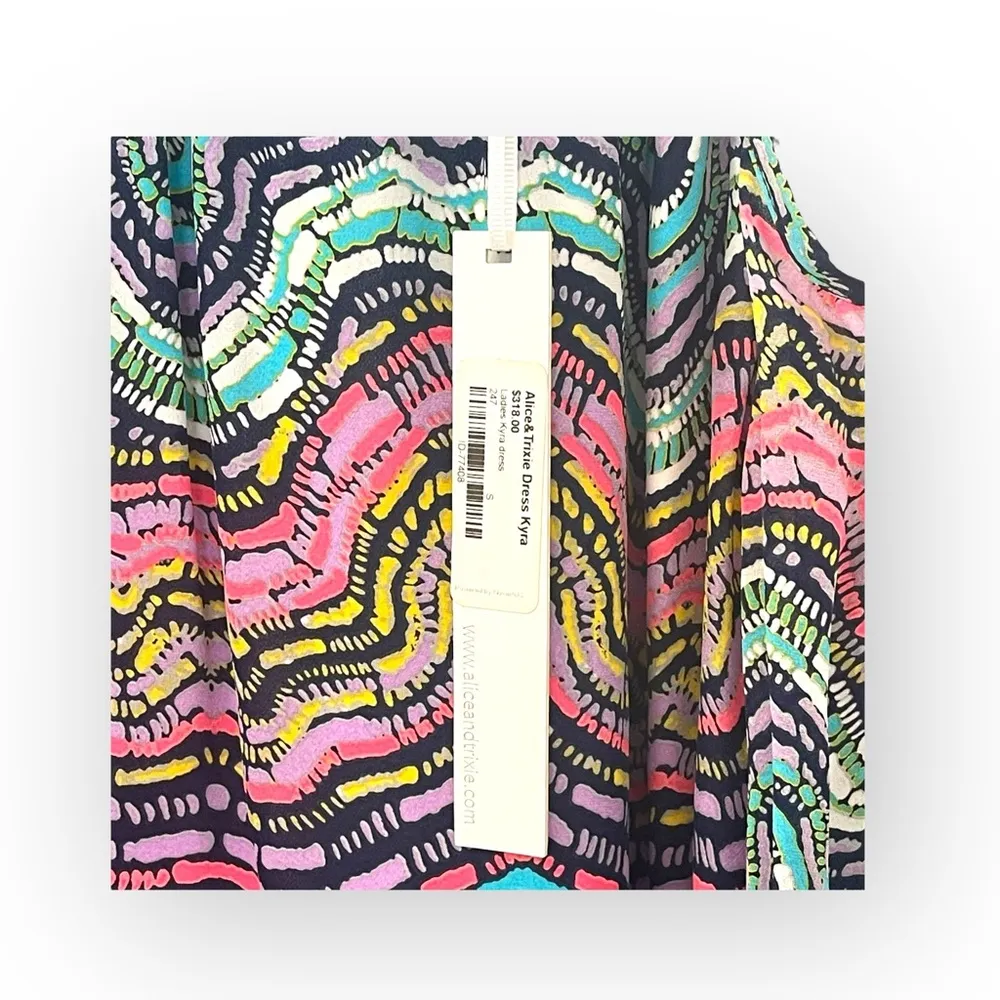 new Alice & Trixie ᪣ Kyra Print Silk Cold Shoulder Dress ᪣ Vibrant Gem Print ᪣ S - Image 6