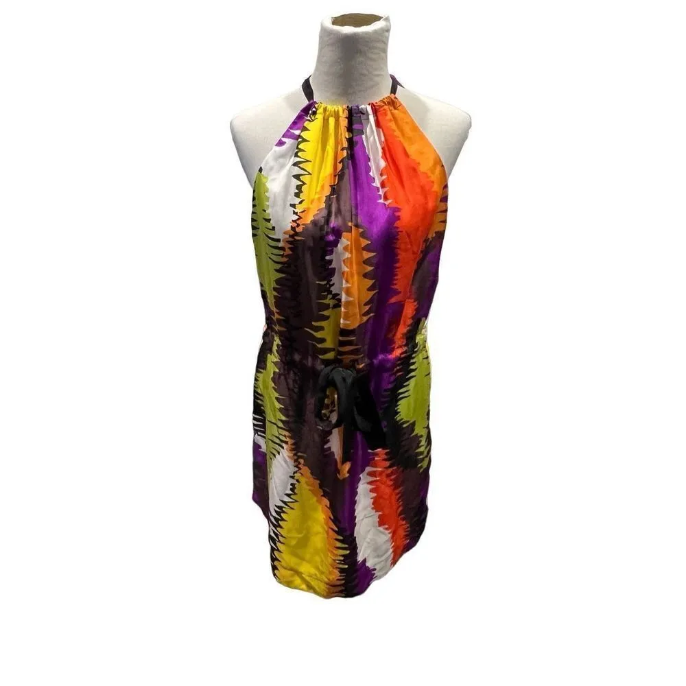 Trina Turk NWT Wavelengths Print Silk Halter Neck Dress size 6 - Image 2