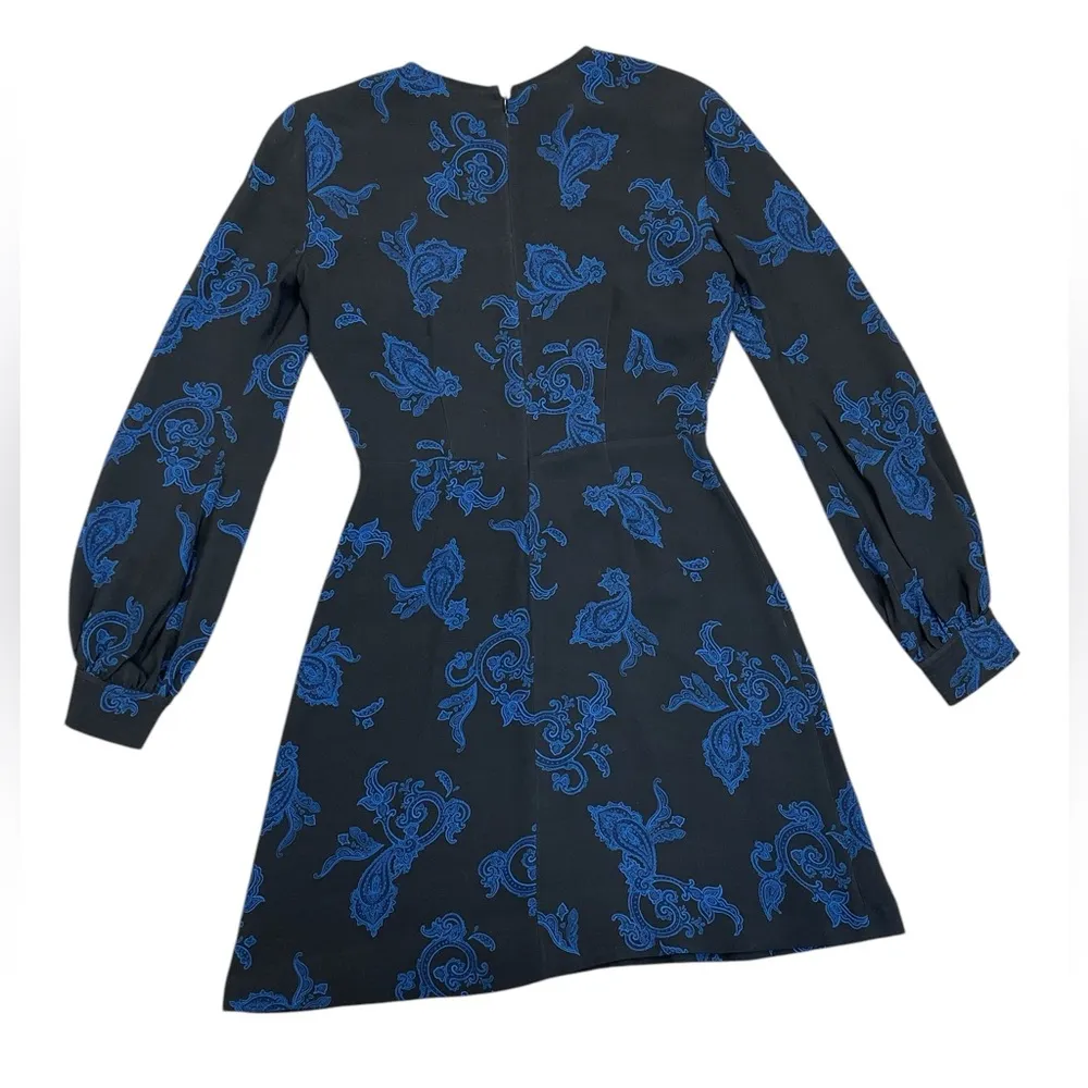 A.L.C Black and Blue Long Sleeve Mini Dress - Image 2