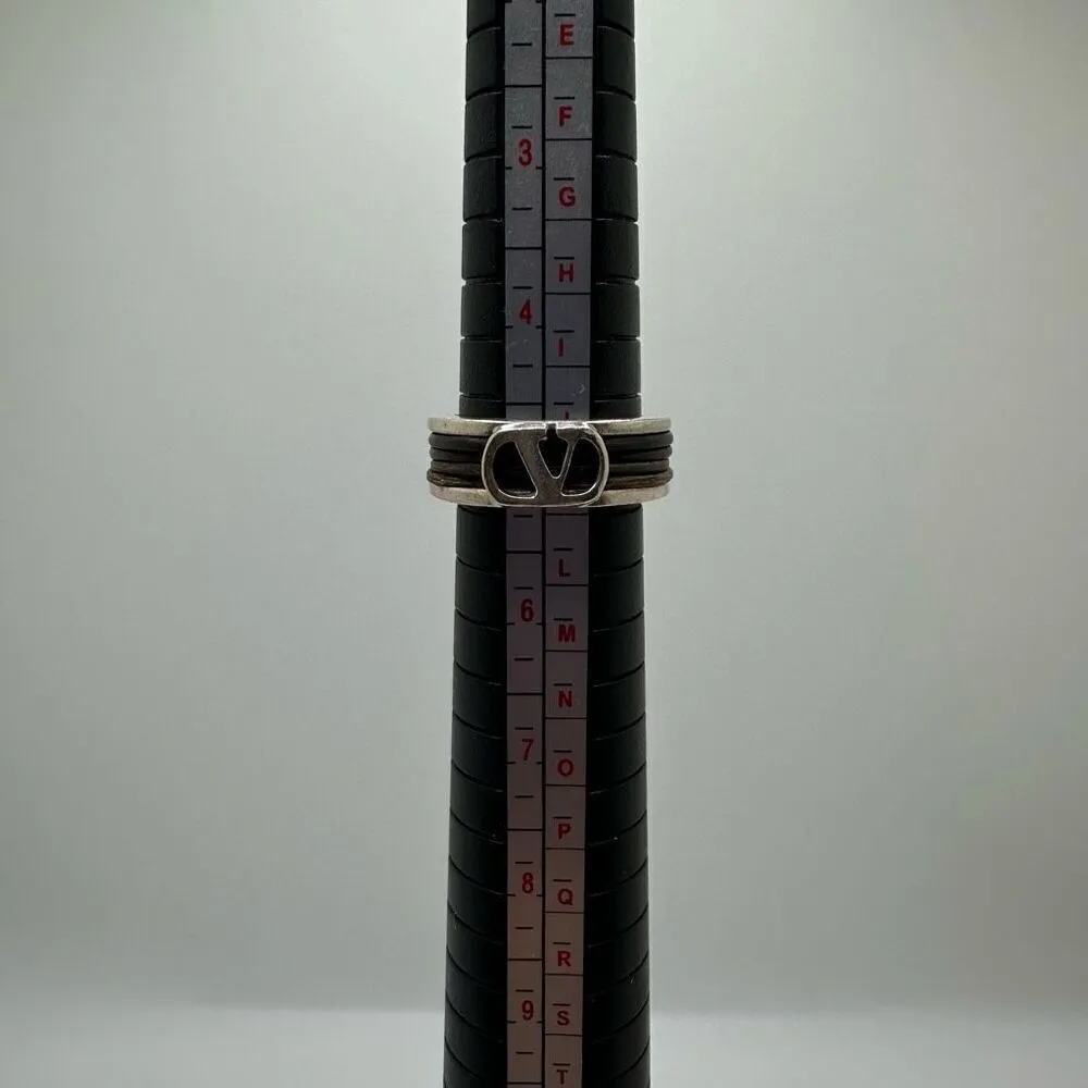 Valentino Garavani Sterling Silver Logo Ring Size 5‎ - Image 8