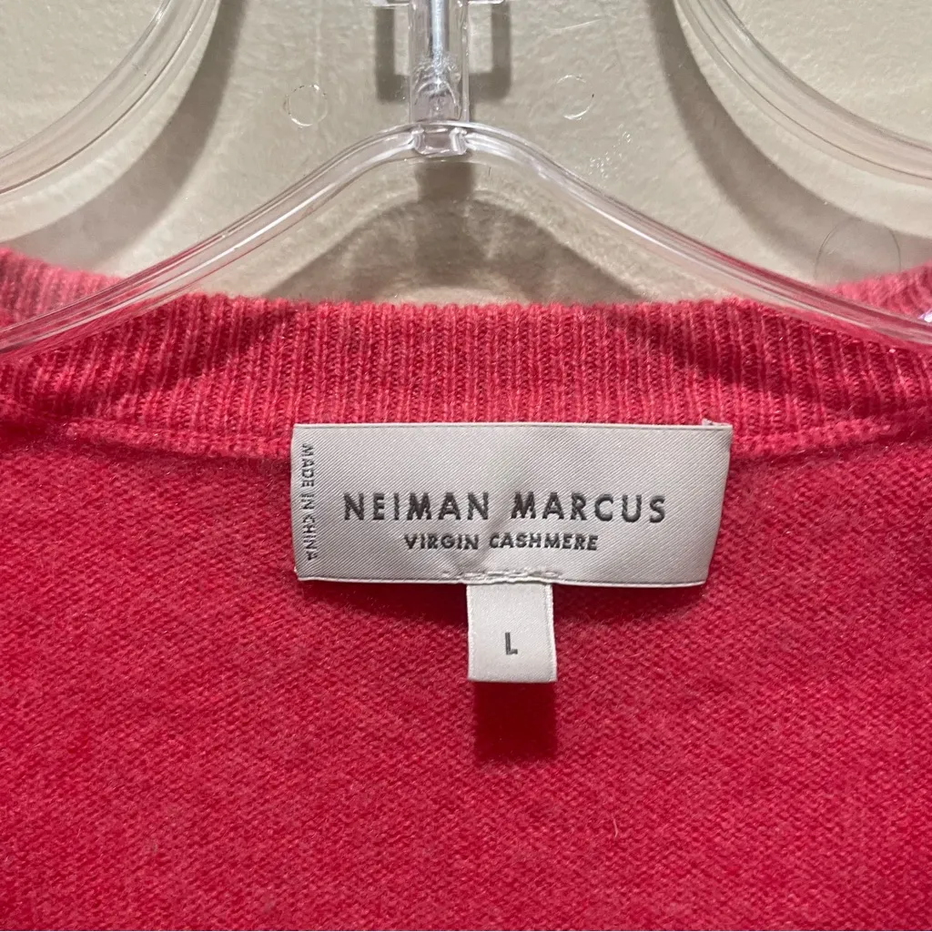 Neiman Marcus Virgin Cashmere V Neck Sweater Pink Women Size Large - Image 6