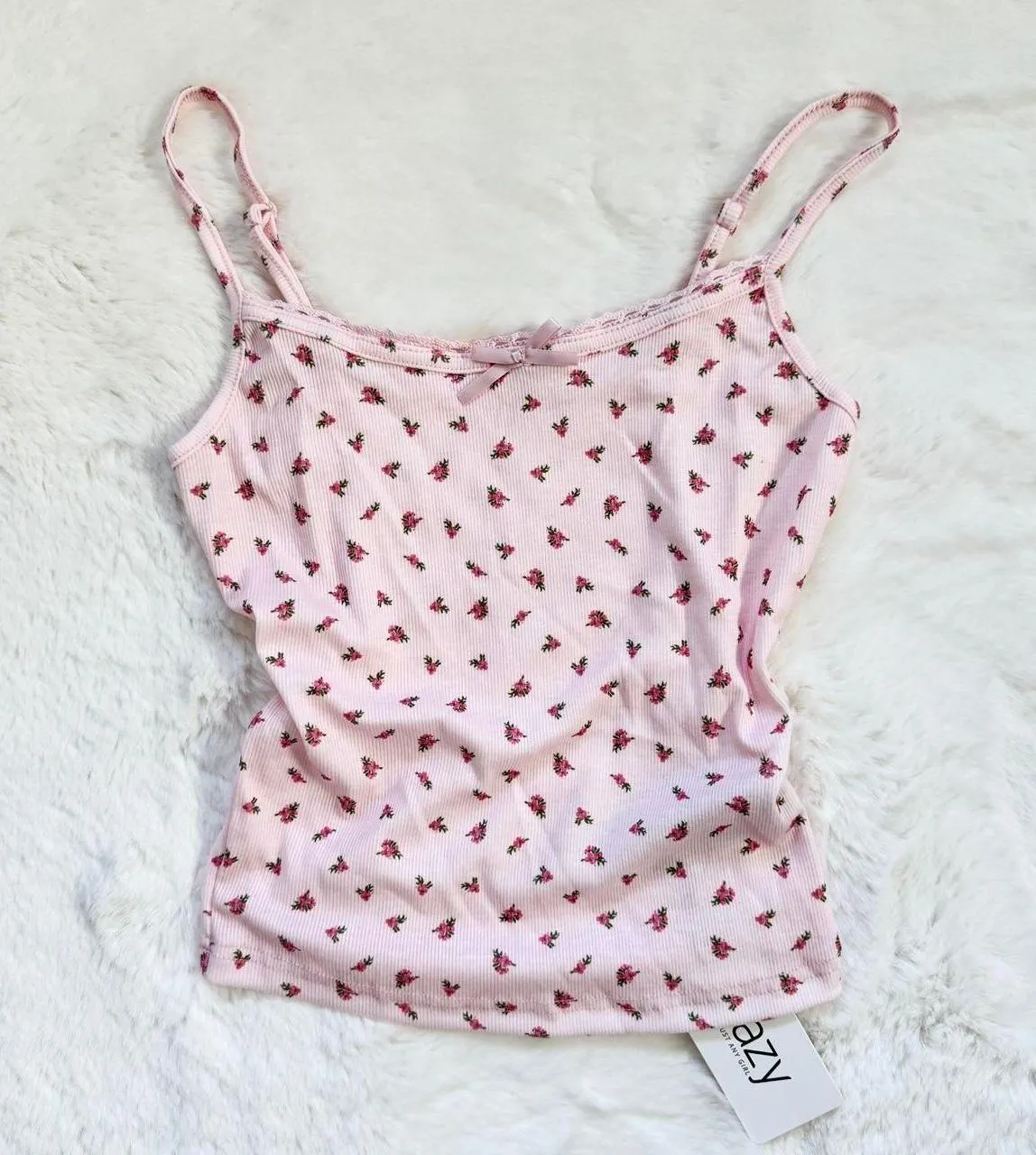 Dazy pink and red dainty floral cami top Size XS - Image 2