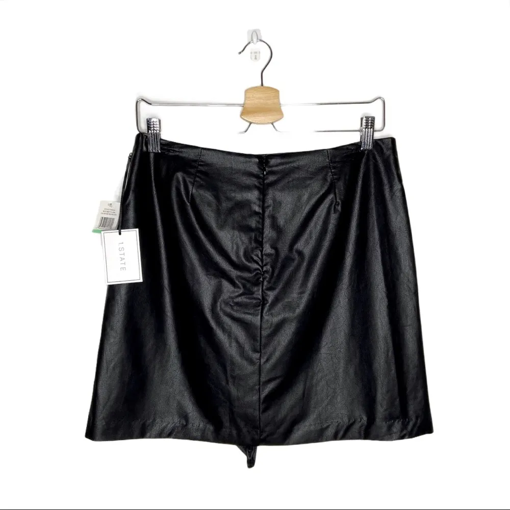 NWT 1. State Black Faux Leather Ruffle Dark Academia Mini Skirt - Image 4