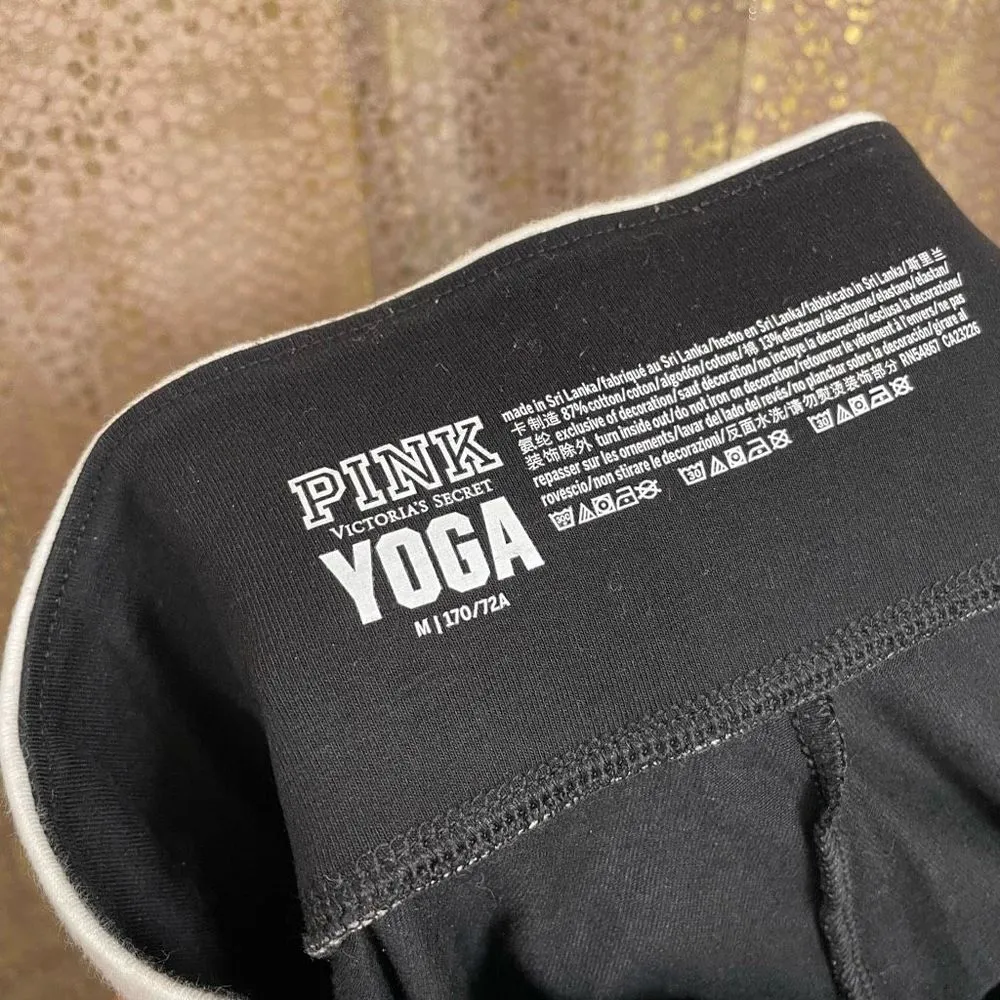 PINK Victorias Secret Black White Rhinestone Yoga Leggings, M - Image 6
