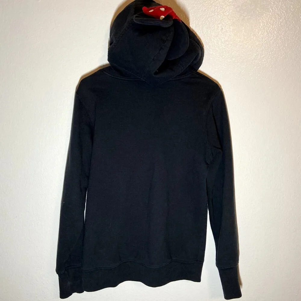 Disney Parks Hoodie Sweatshirt Minnie Mouse Ears Silhouette Bowtie Hood Black L - Image 6