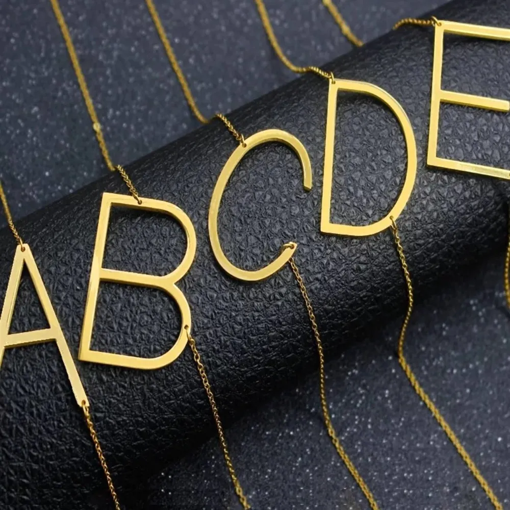 Gold Initial Pendant Necklace Letters A - Image 3