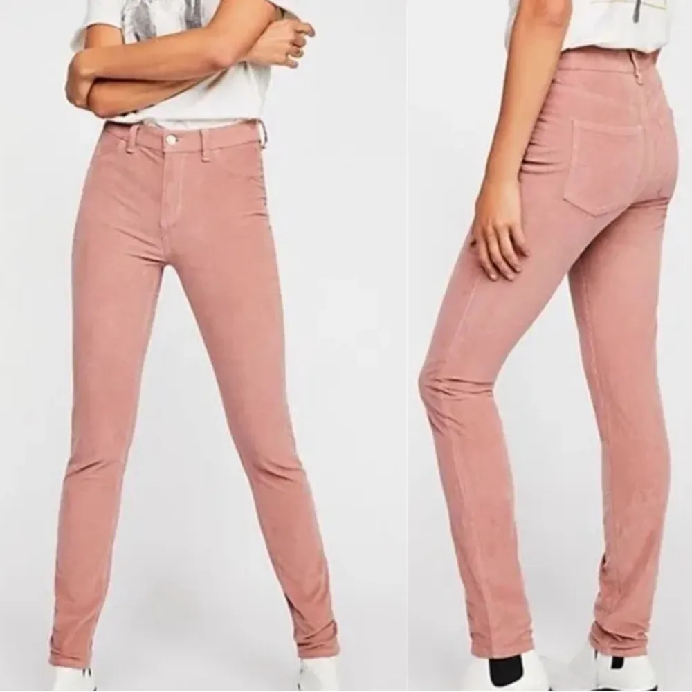 Free People Corduroy Jeans 26 Modern Mauve Raw Hem Blush Pink Nude Neutral NWT - Image 4