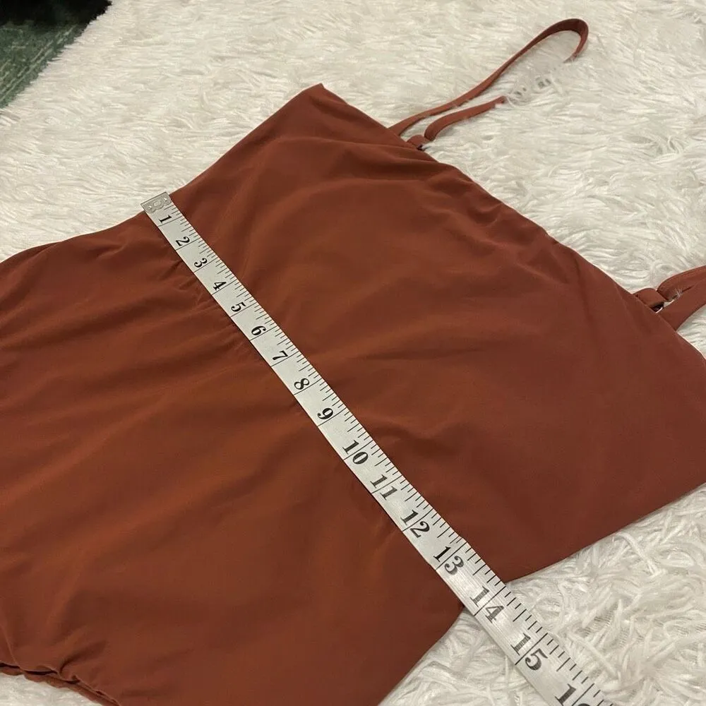 Anemos Square Neck Maillot One Piece Swimsuit in Sienna XL Red - Image 5