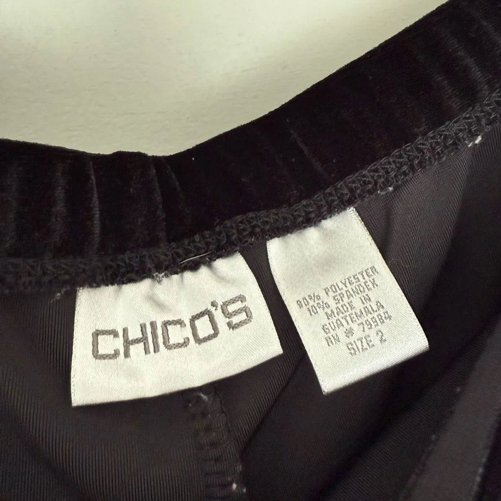 Chico’s Women’s 2 Black Stretchy Velvet Pull on Pants - Image 2