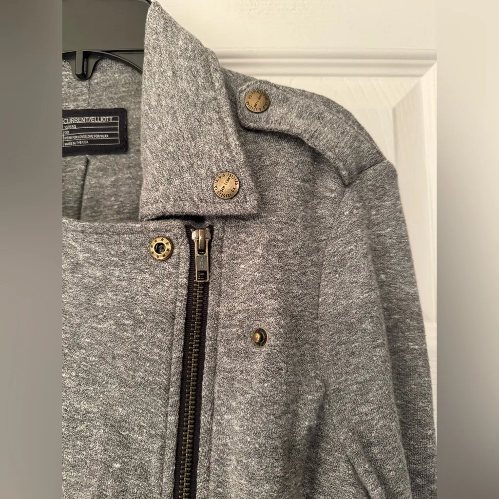 Current Elliott Easy Biker Zip Up Women’s Grey Jacket Size Small - Image 5