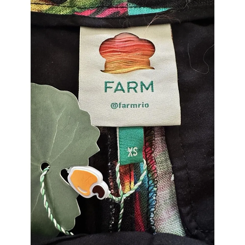 FARM RIO Preta Tropical Banana Floral Linen High-Waisted Shorts Size XS NWT - Image 6