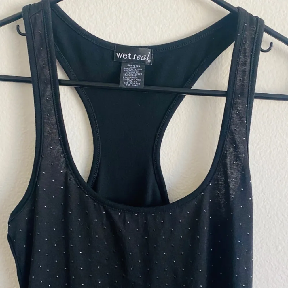 Wet Seal * Black Studded Rock Stretch Slim Racerback Tank Top XS Y2K - Image 3