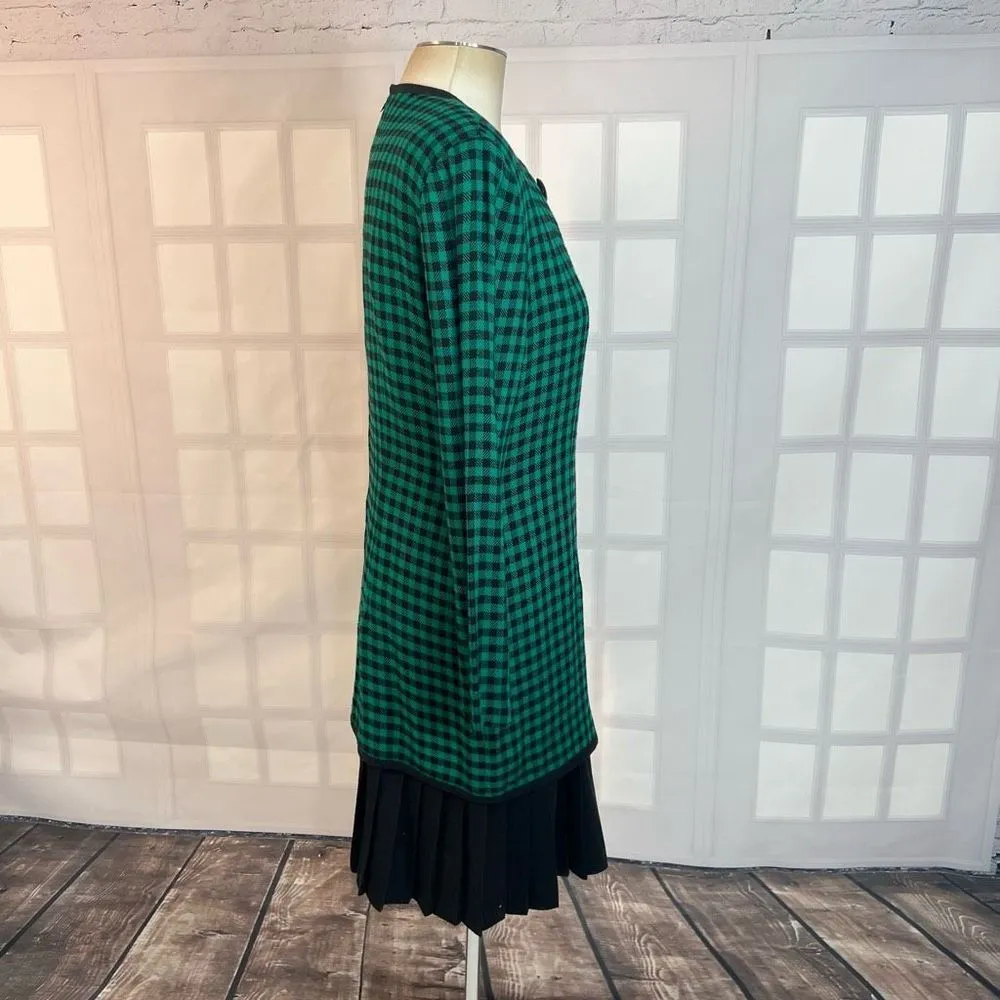 Vintage Jessica Howard green black gingham plaid faux layered long sleeve office - Image 5