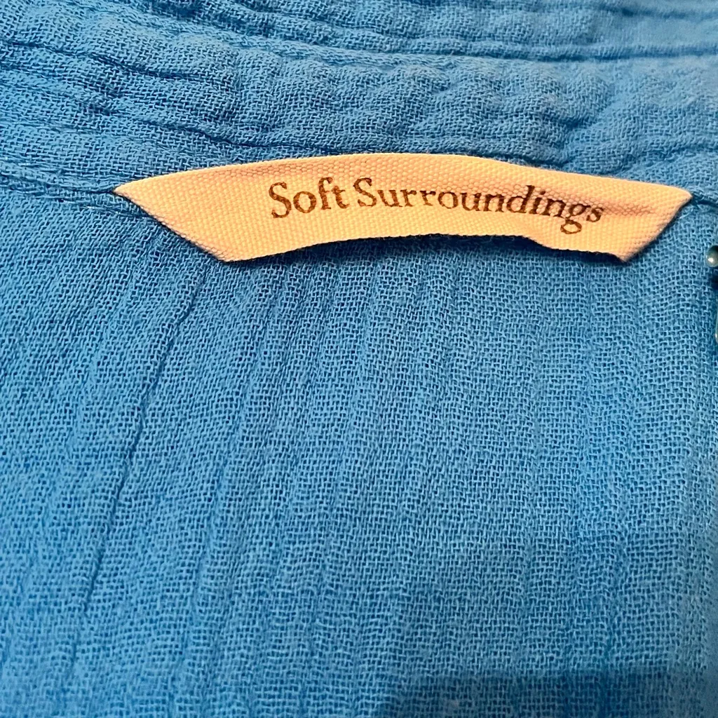 Soft Surroundings Addison Gauze Big Shirt French Blue Button-Down size Small - Image 5