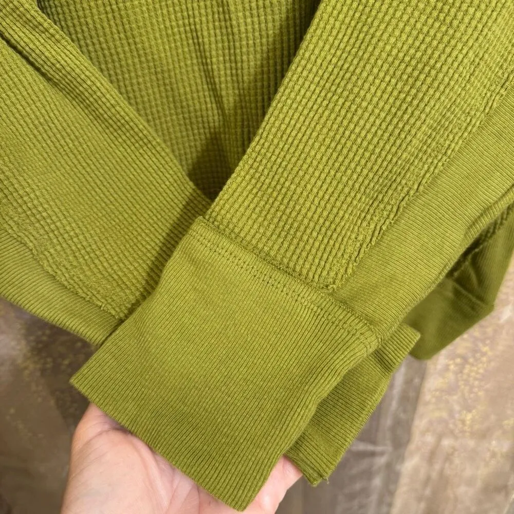 Free People Santa Clara Waffle Dolman Thermal Ferngully Green Top Large - Image 5