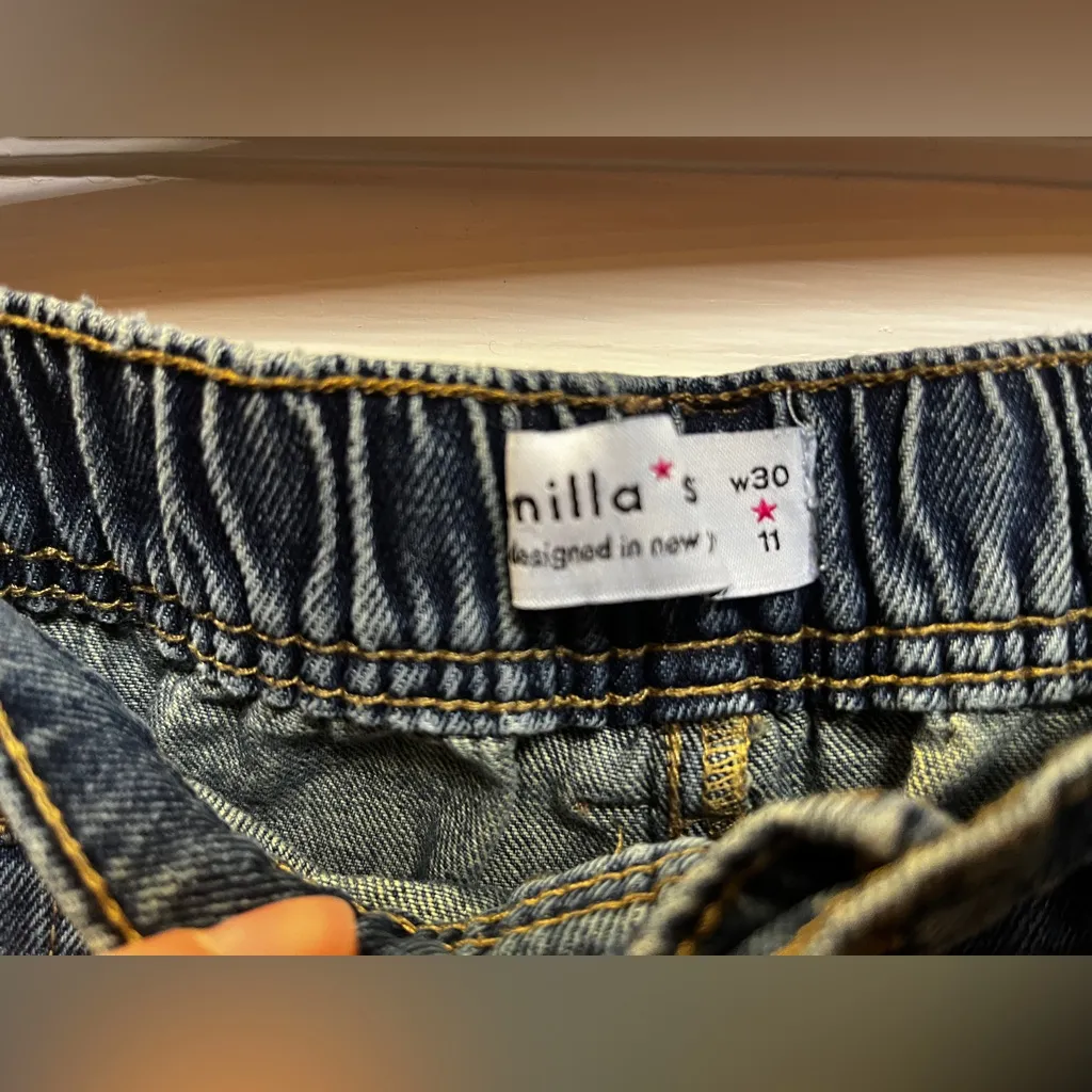 Vanilla Star denim cargo pants wide leg high waisted Size 11 30 Skater - Image 9