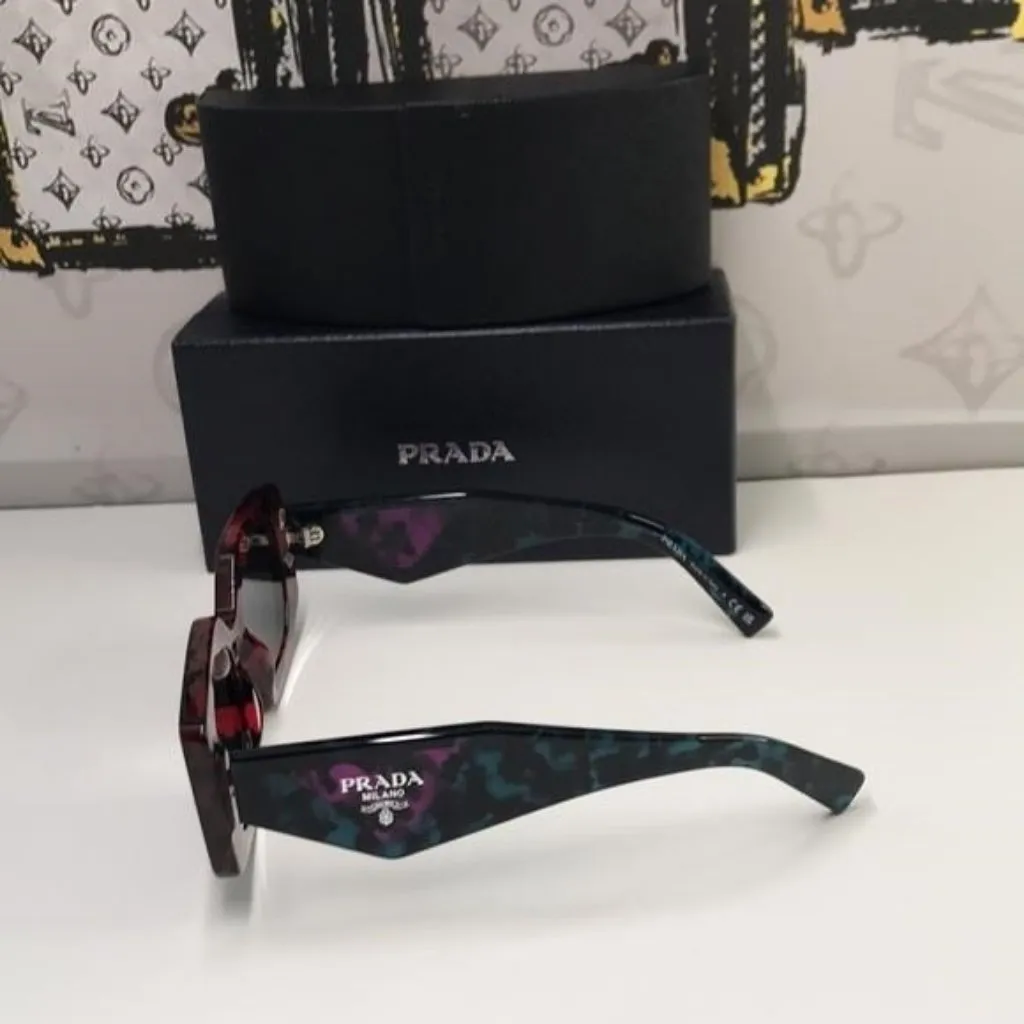 New Authentic Prada Red Tortoise Shell Sunglasses - Image 7