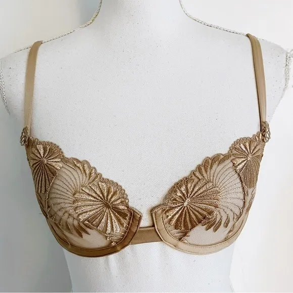 Wacoal • Tan Unlined Embroidered Mesh Bra - Image 3