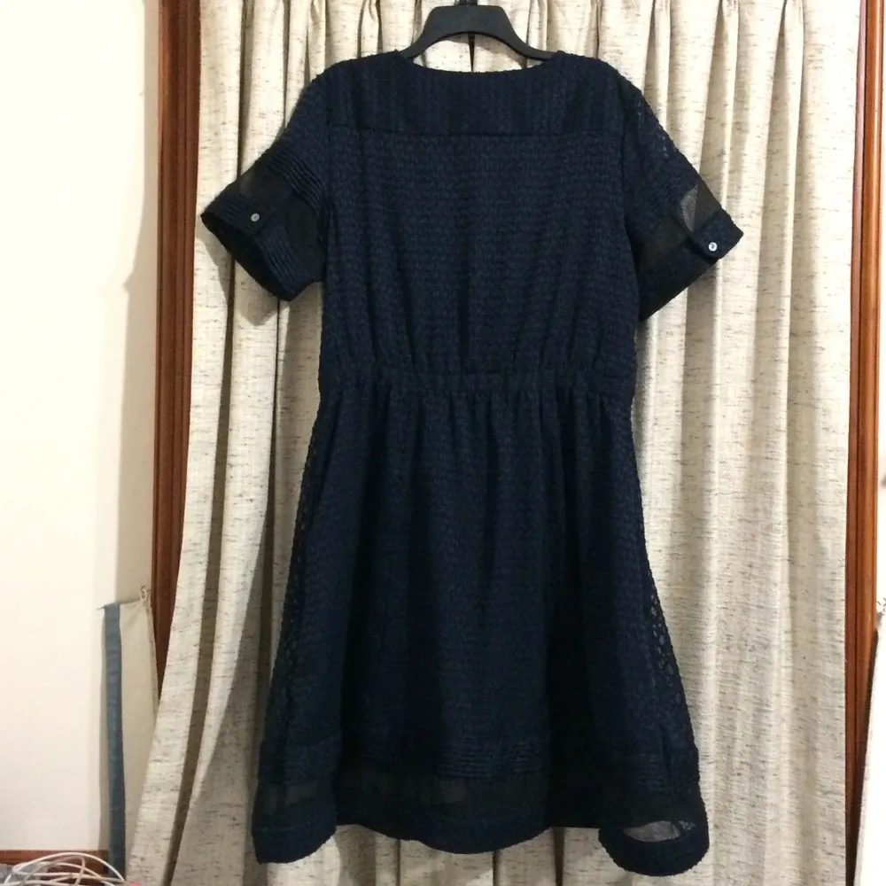 Banana Republic Navy Sheer Swiss Dot Dress - Image 8