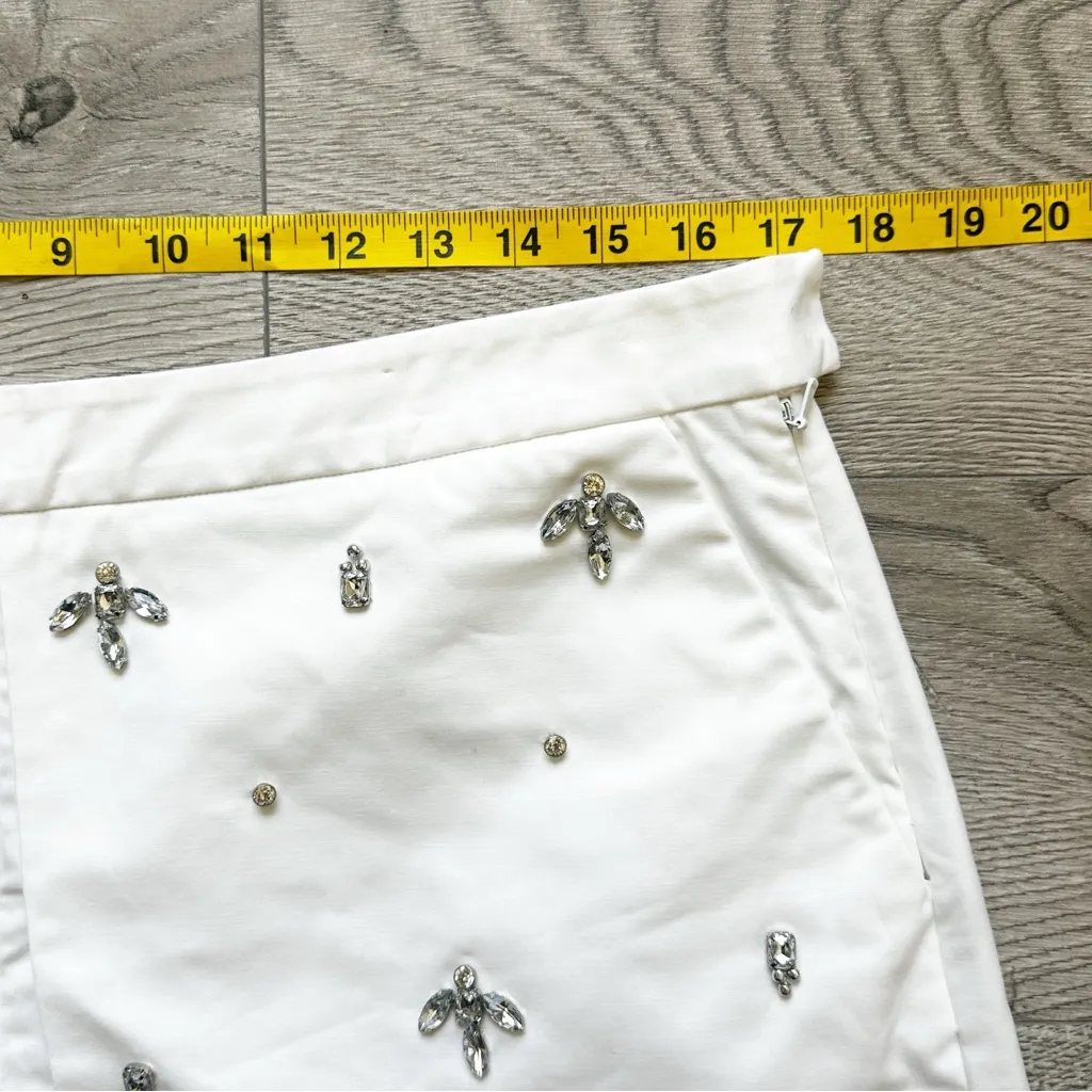 Michael Kors Rhinestone Skort Shorts‎ Embellished White Size 14 - Image 8