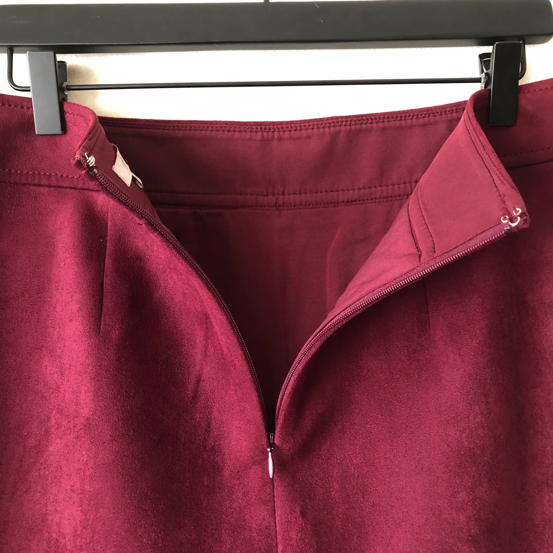 Loft Burgundy Suede Mini Skirt - Image 7