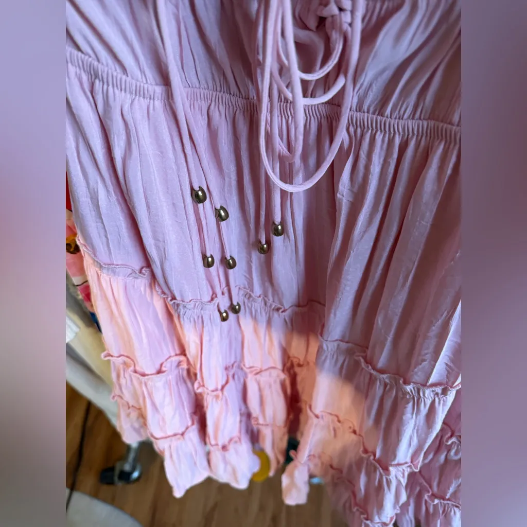 Saints + Secrets Pink Tiered Mini Dress - Image 4