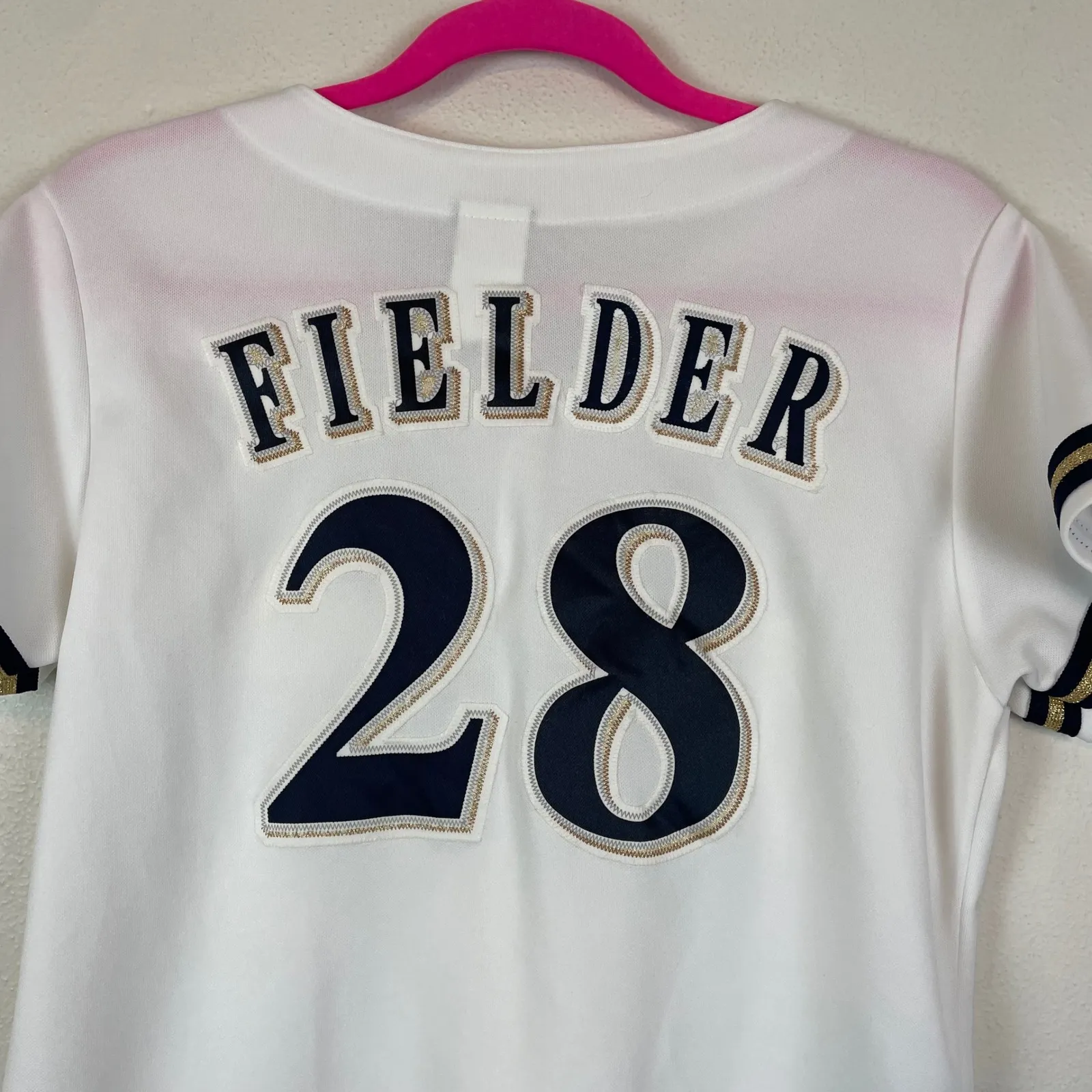 Milwaukee Brewers Prince Fielder 28 Majestic Baseball Jersey Women's Medium‎ - Image 7